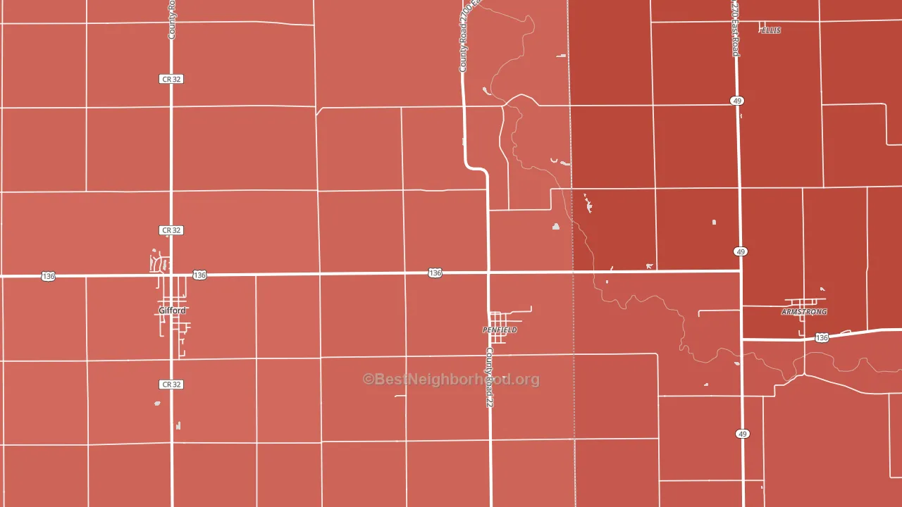 Penfield, IL block-group political-lean map
