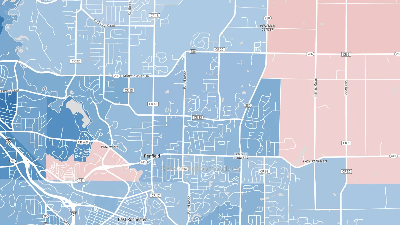 Penfield, NY block-group political-lean map