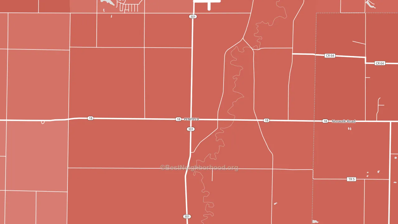 Penfield, OH block-group political-lean map