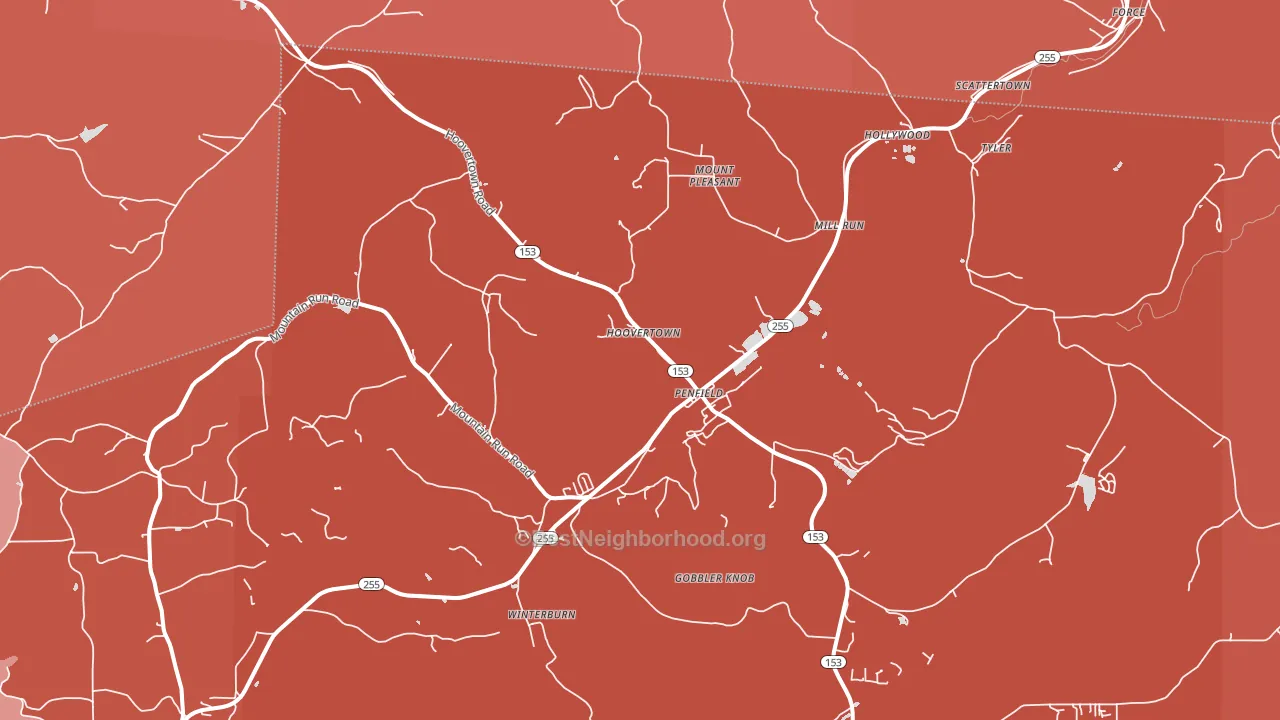 Penfield, PA block-group political-lean map