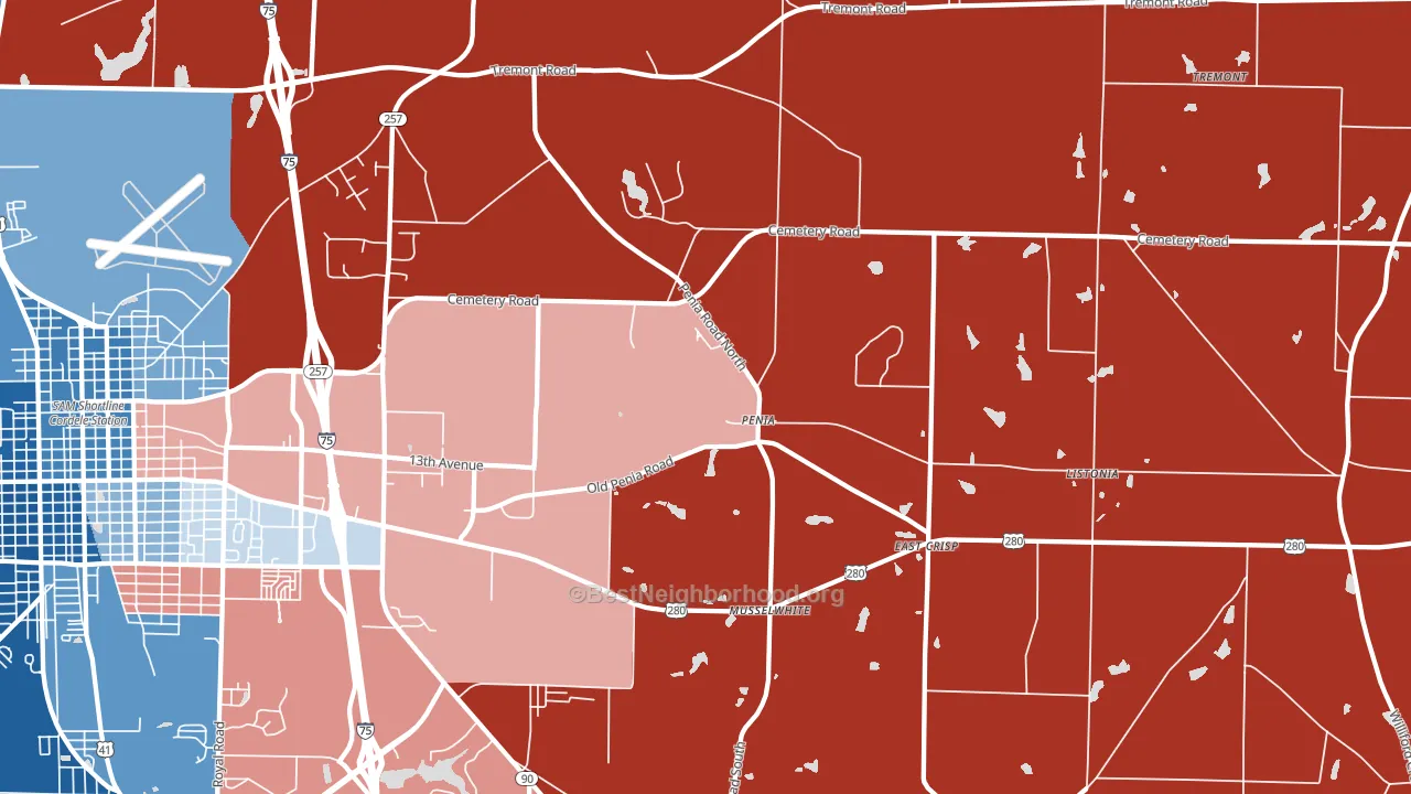 Penia, GA block-group political-lean map