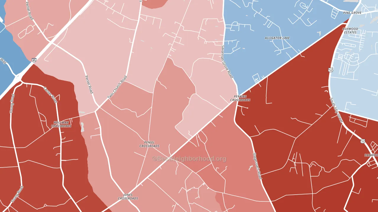 Peniel Crossroads, SC block-group political-lean map