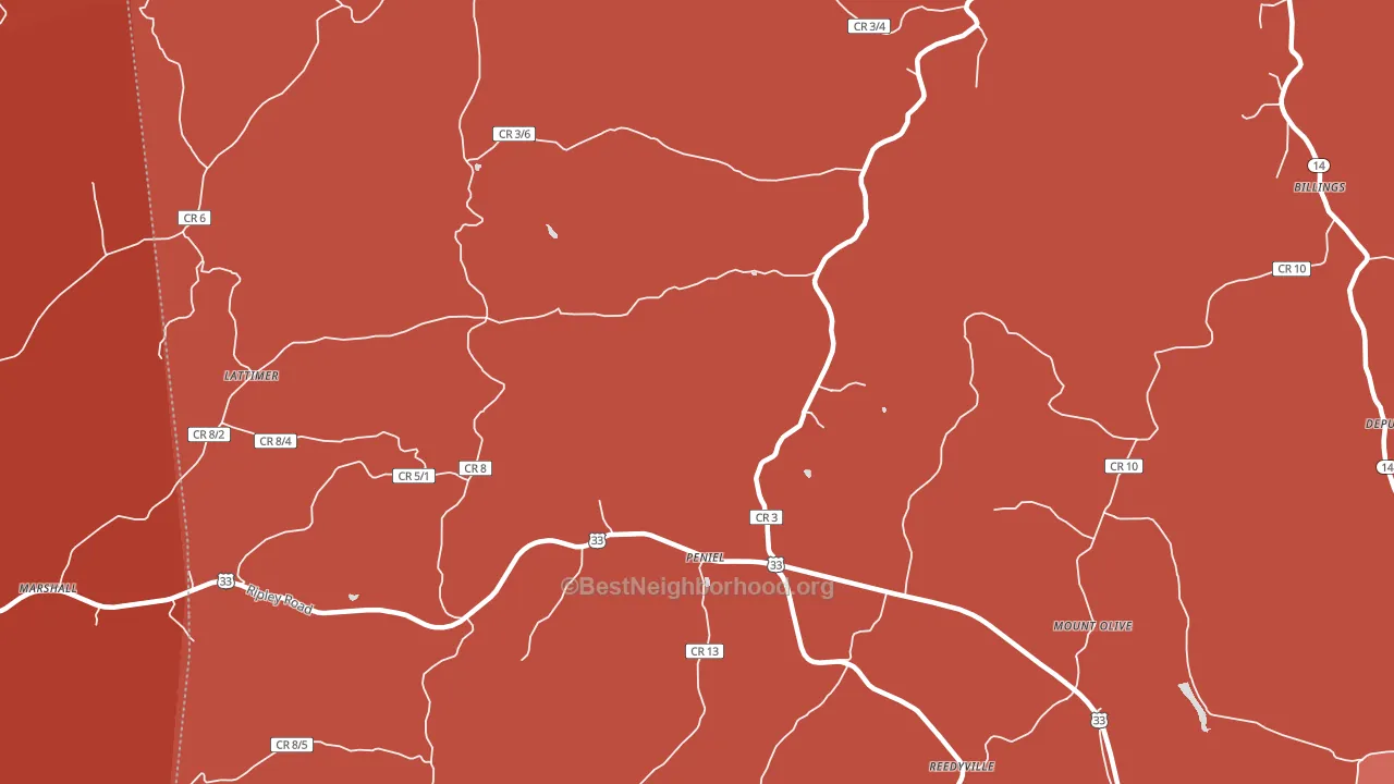Peniel, WV block-group political-lean map