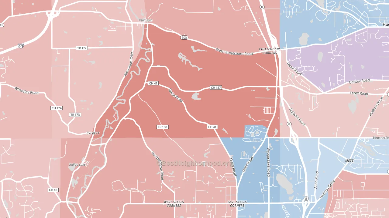 Peninsula, OH block-group political-lean map