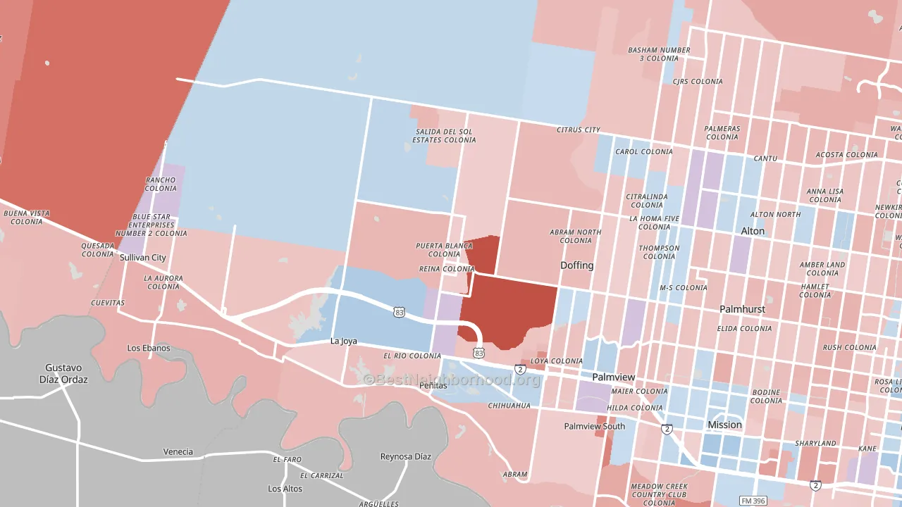 Penitas, TX block-group political-lean map