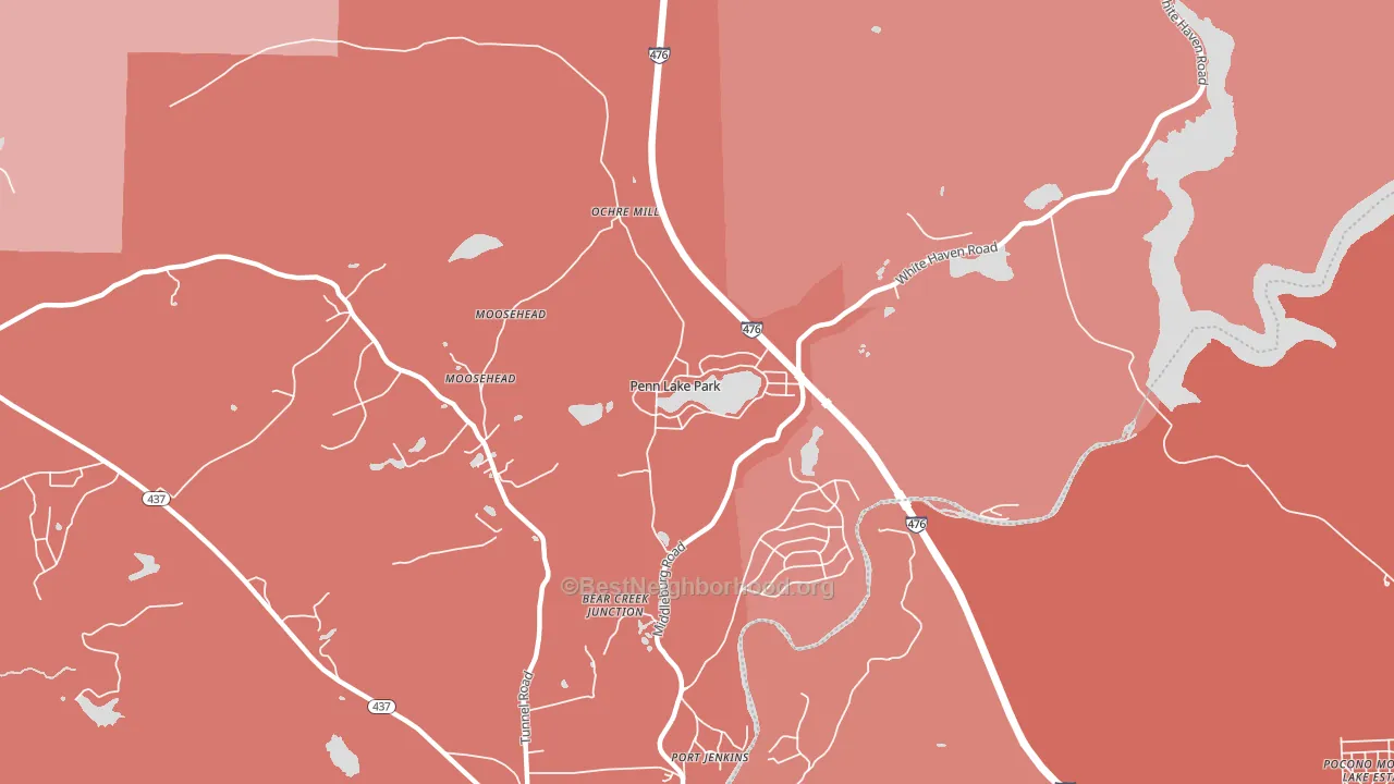 Penn Lake Park, PA block-group political-lean map