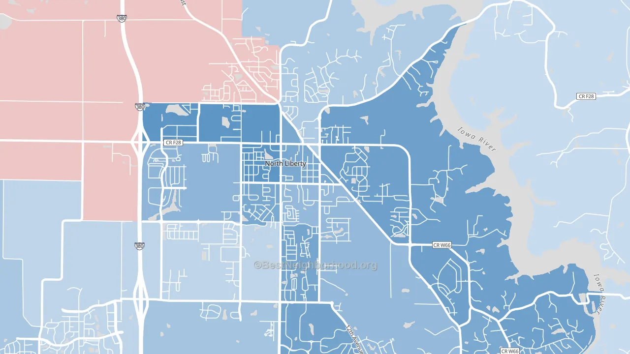 Penn, North Liberty, IA block-group political-lean map