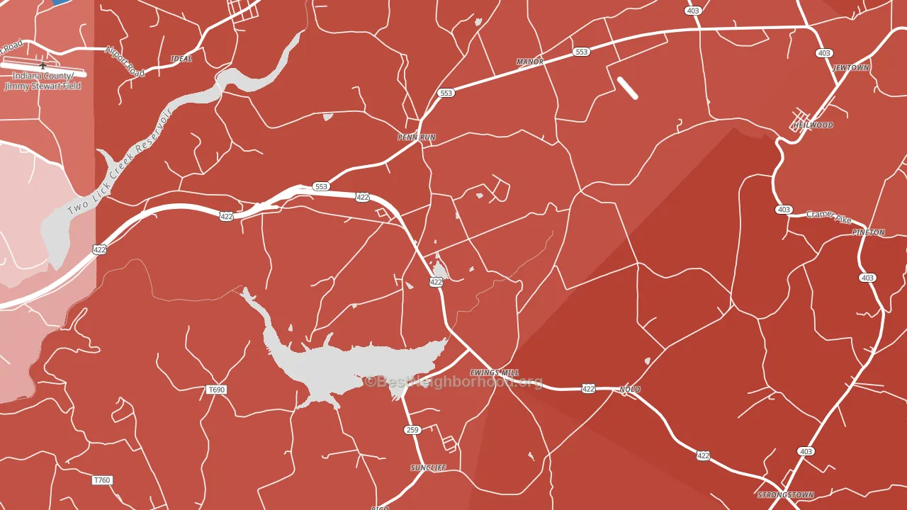 Penn Run, PA block-group political-lean map