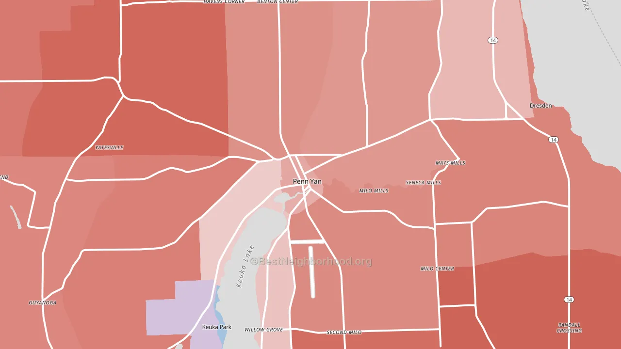 Penn Yan, NY block-group political-lean map