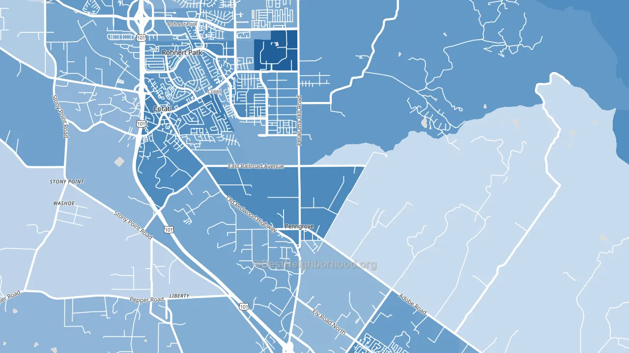 Penngrove, CA block-group political-lean map