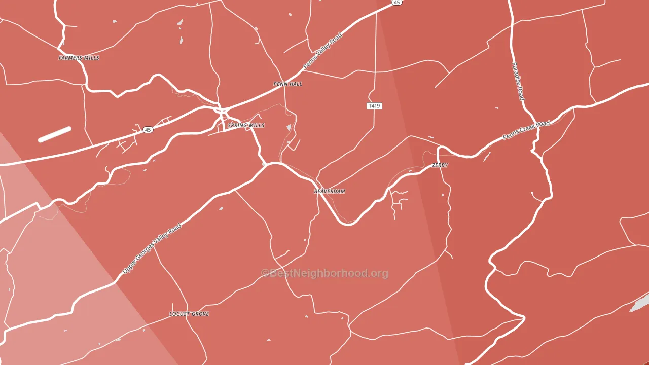 Pennhall, PA block-group political-lean map