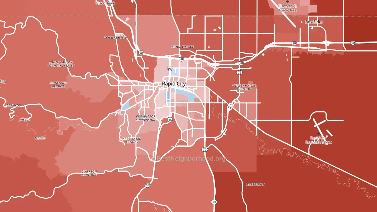 Pennington County, SD block-group political-lean map