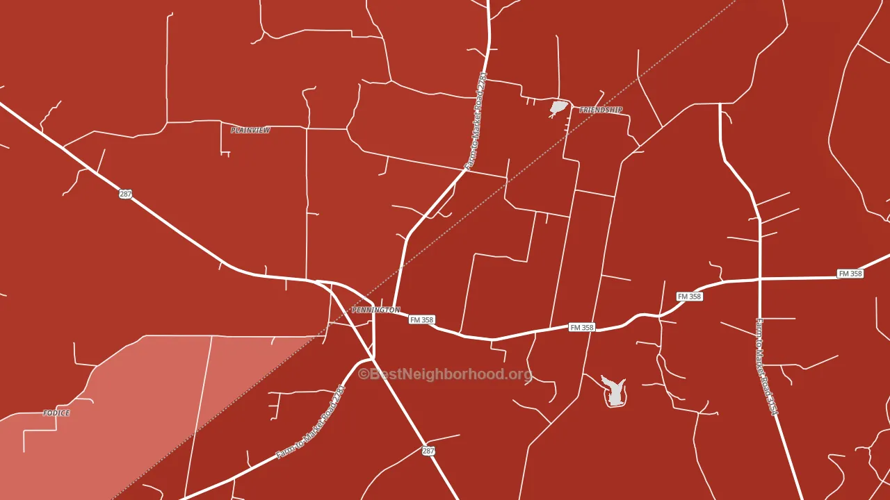 Pennington, TX block-group political-lean map