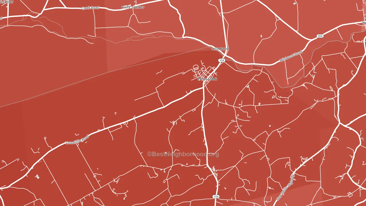 Penns Creek, PA block-group political-lean map