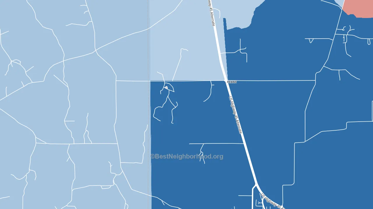 Penns, MS block-group political-lean map