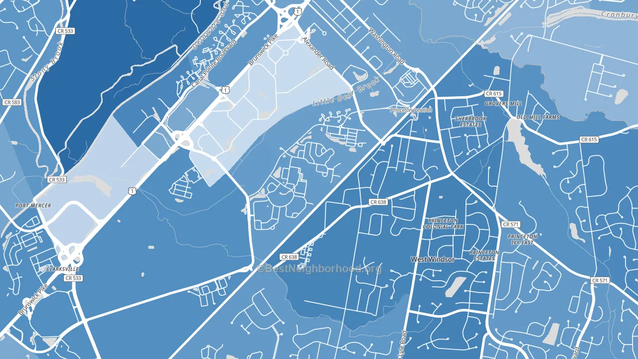 Penns Neck, NJ block-group political-lean map