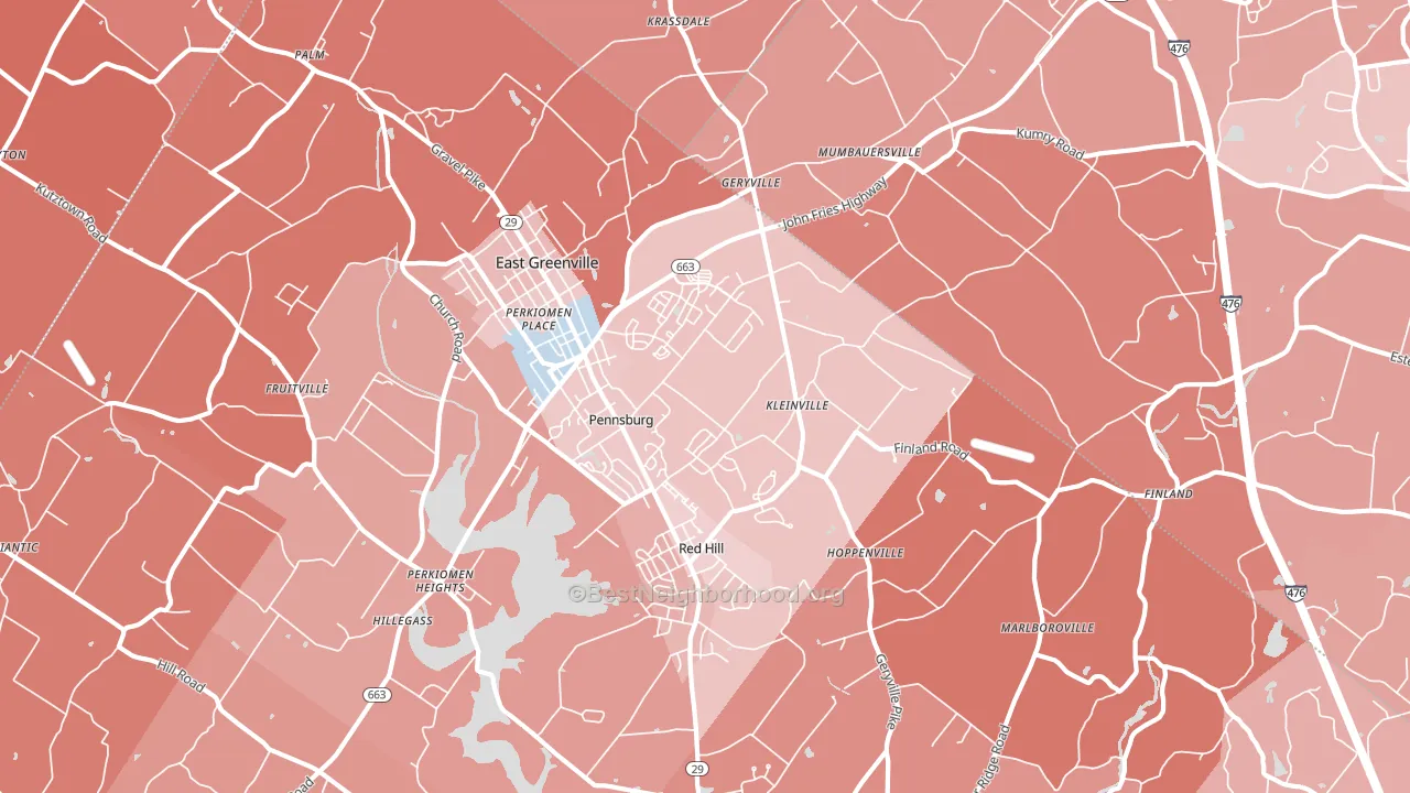 Pennsburg, PA block-group political-lean map