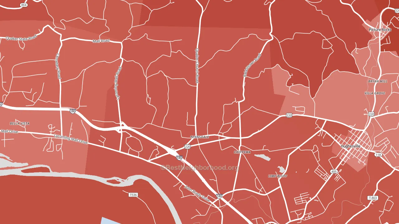 Pennsdale, PA block-group political-lean map