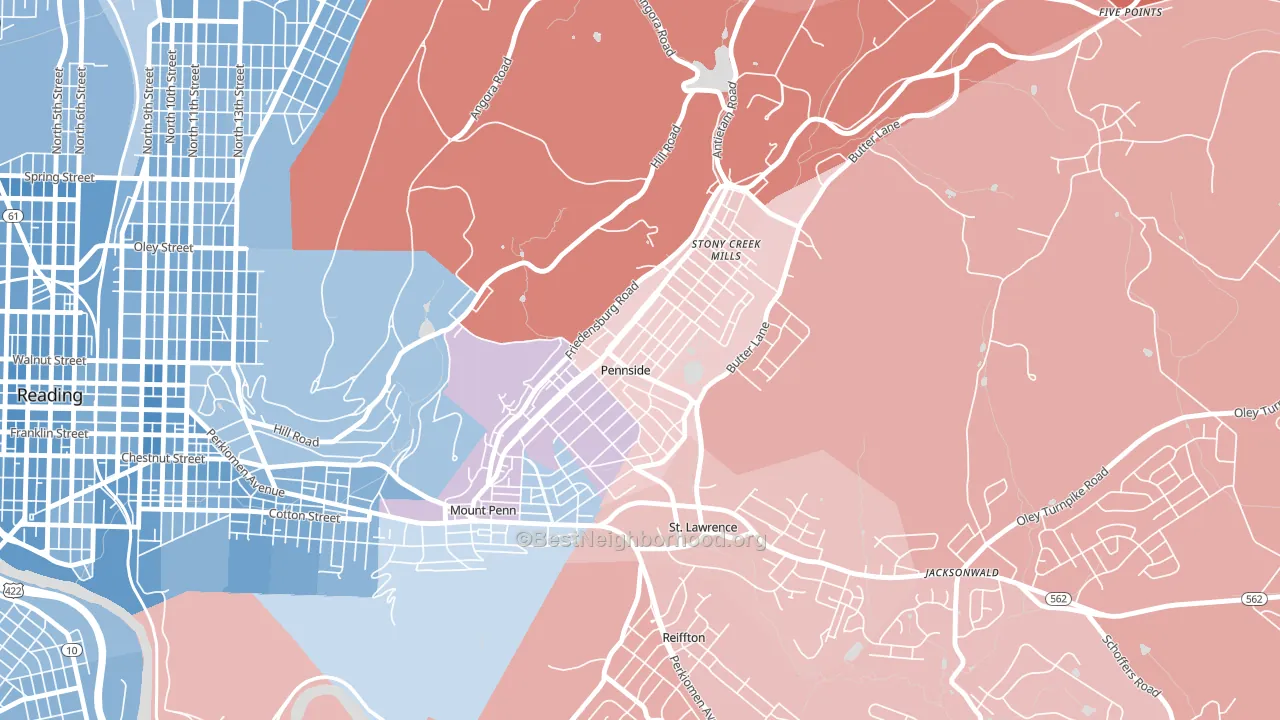 Pennside, PA block-group political-lean map