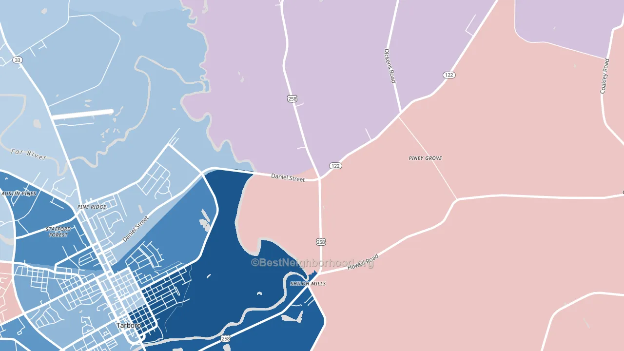 Penny Hill, NC block-group political-lean map