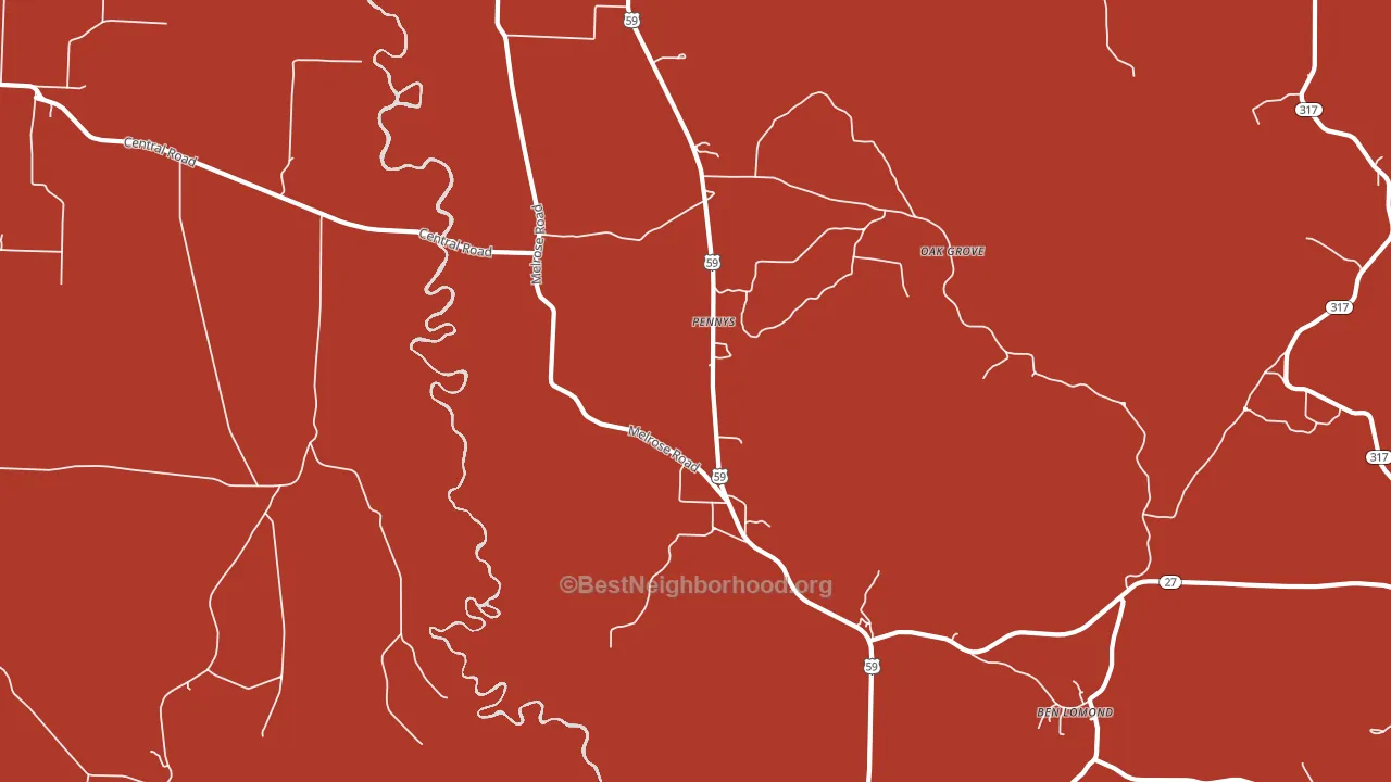Pennys, AR block-group political-lean map