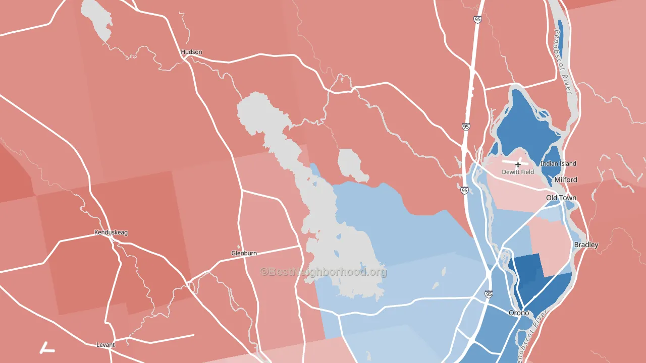 Penobscot County, ME block-group political-lean map