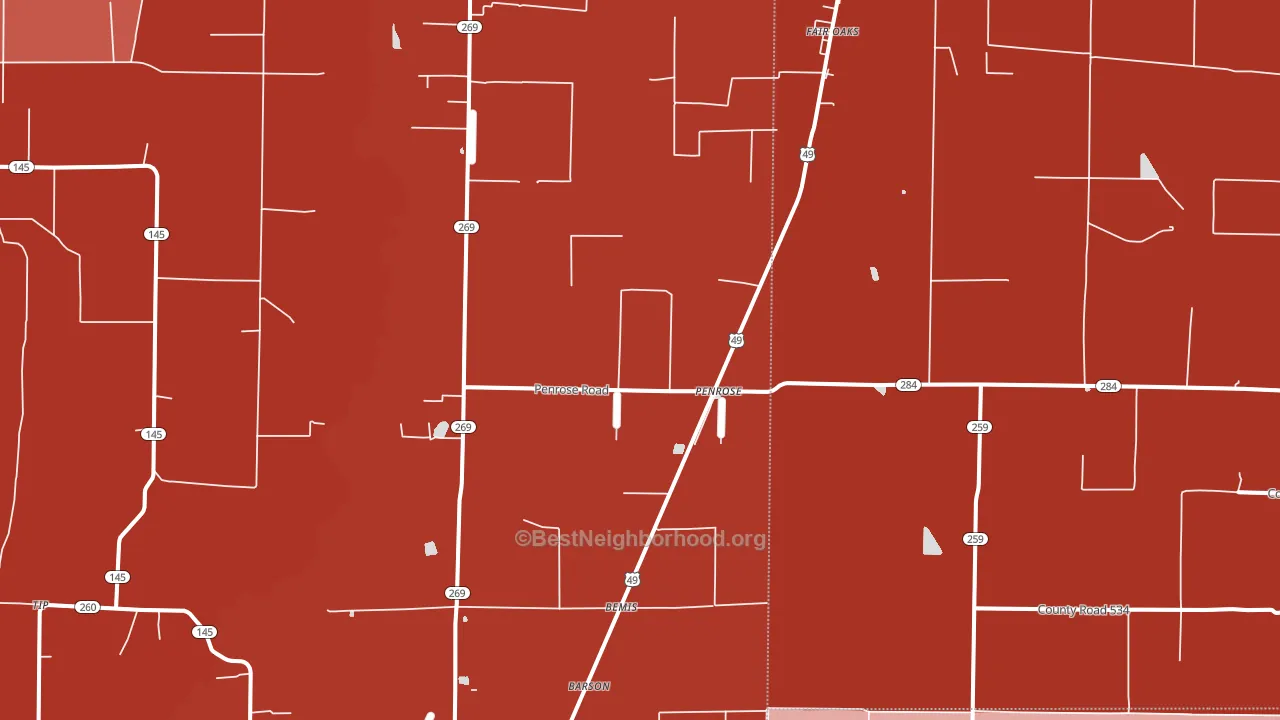 Penrose, AR block-group political-lean map