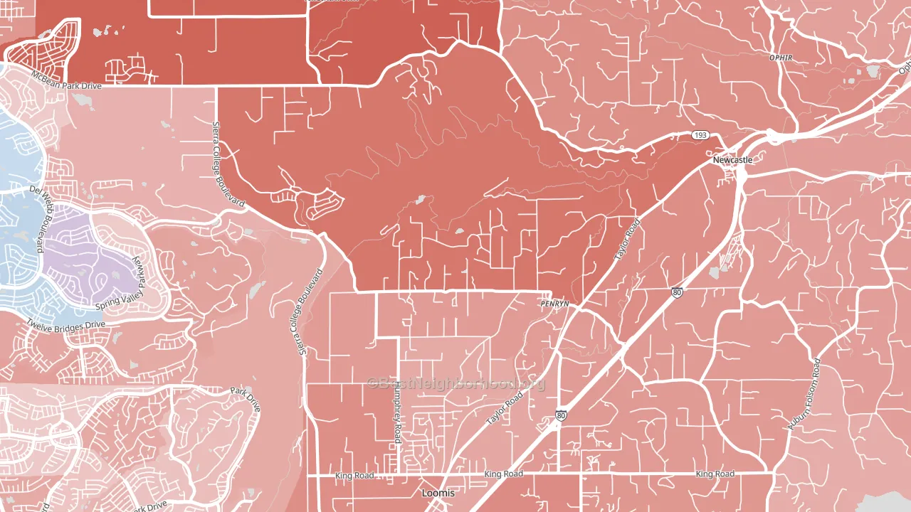 Penryn, CA block-group political-lean map