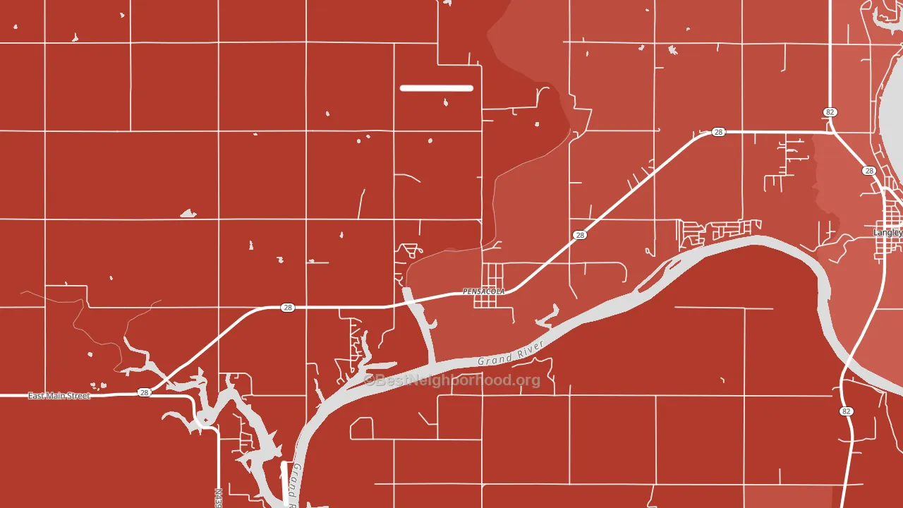Pensacola, OK block-group political-lean map