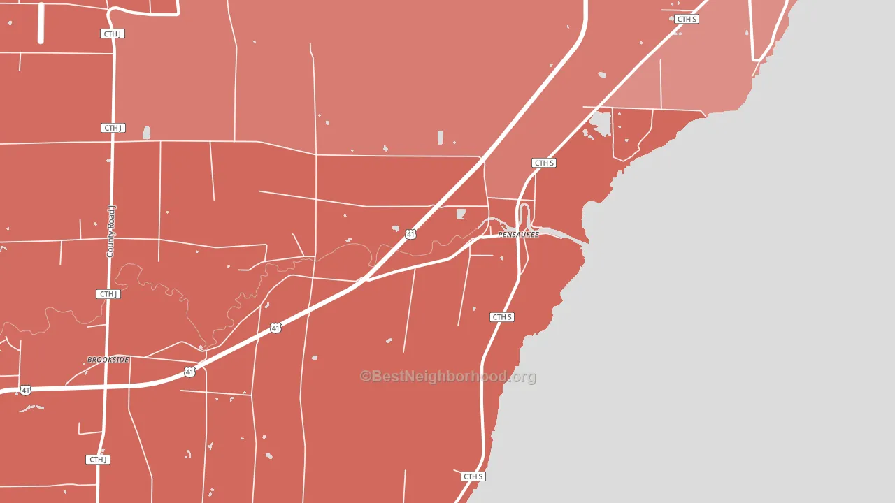 Pensaukee, WI block-group political-lean map