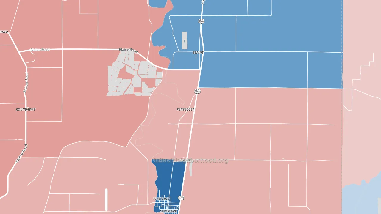 Pentecost, MS block-group political-lean map