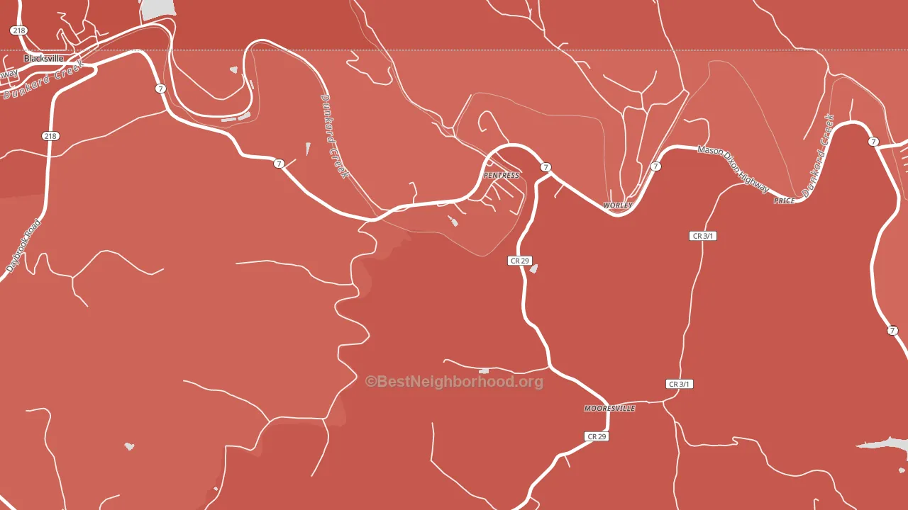 Pentress, WV block-group political-lean map