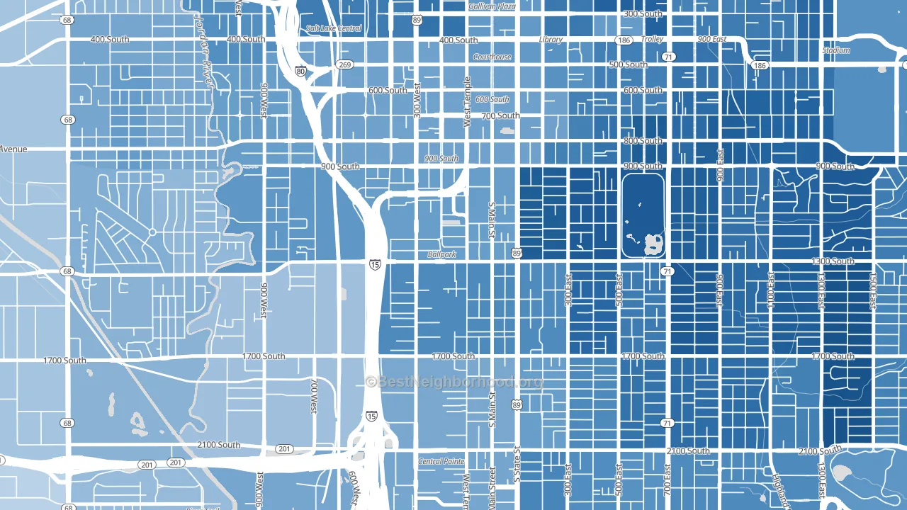 People's Freeway, Salt Lake City, UT block-group political-lean map