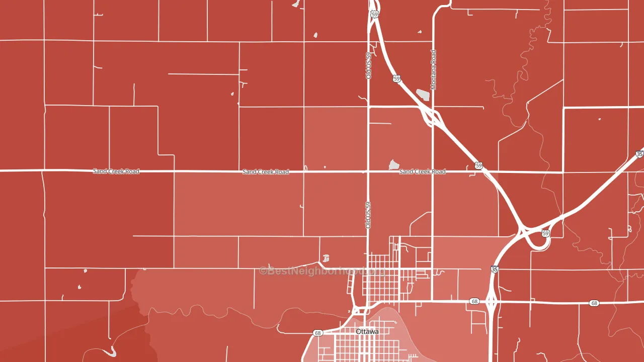 Peoria, KS block-group political-lean map