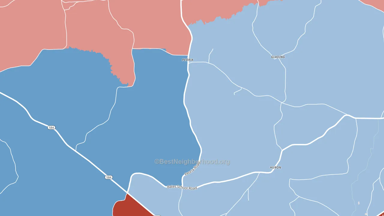Peoria, MS block-group political-lean map