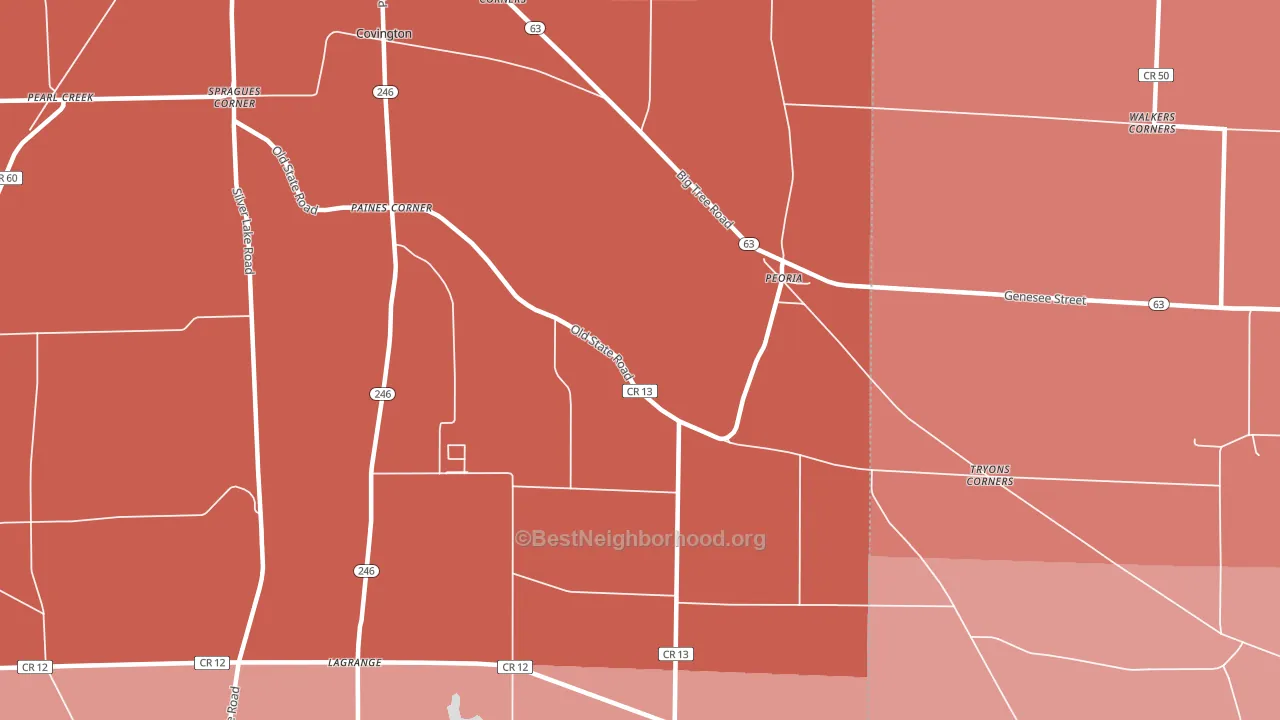 Peoria, NY block-group political-lean map