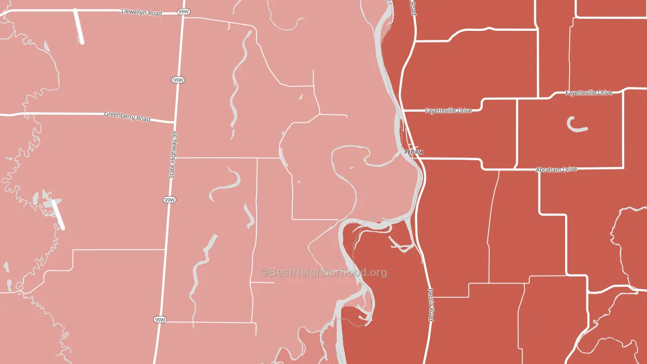 Peoria, OR block-group political-lean map