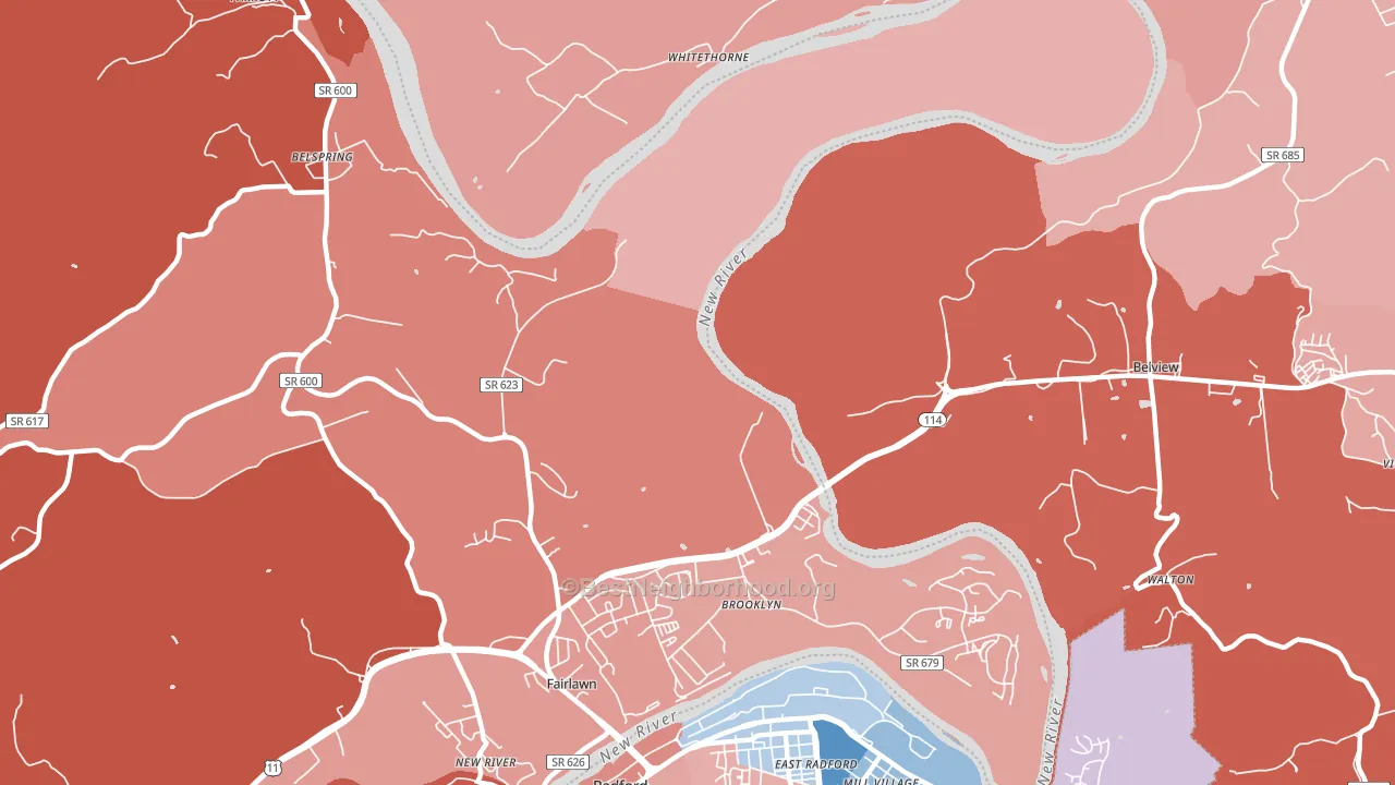 Pepper, VA block-group political-lean map
