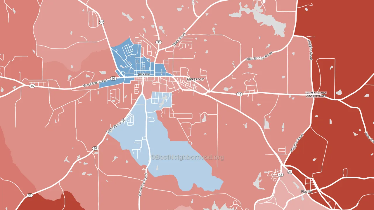 Pepperton, GA block-group political-lean map