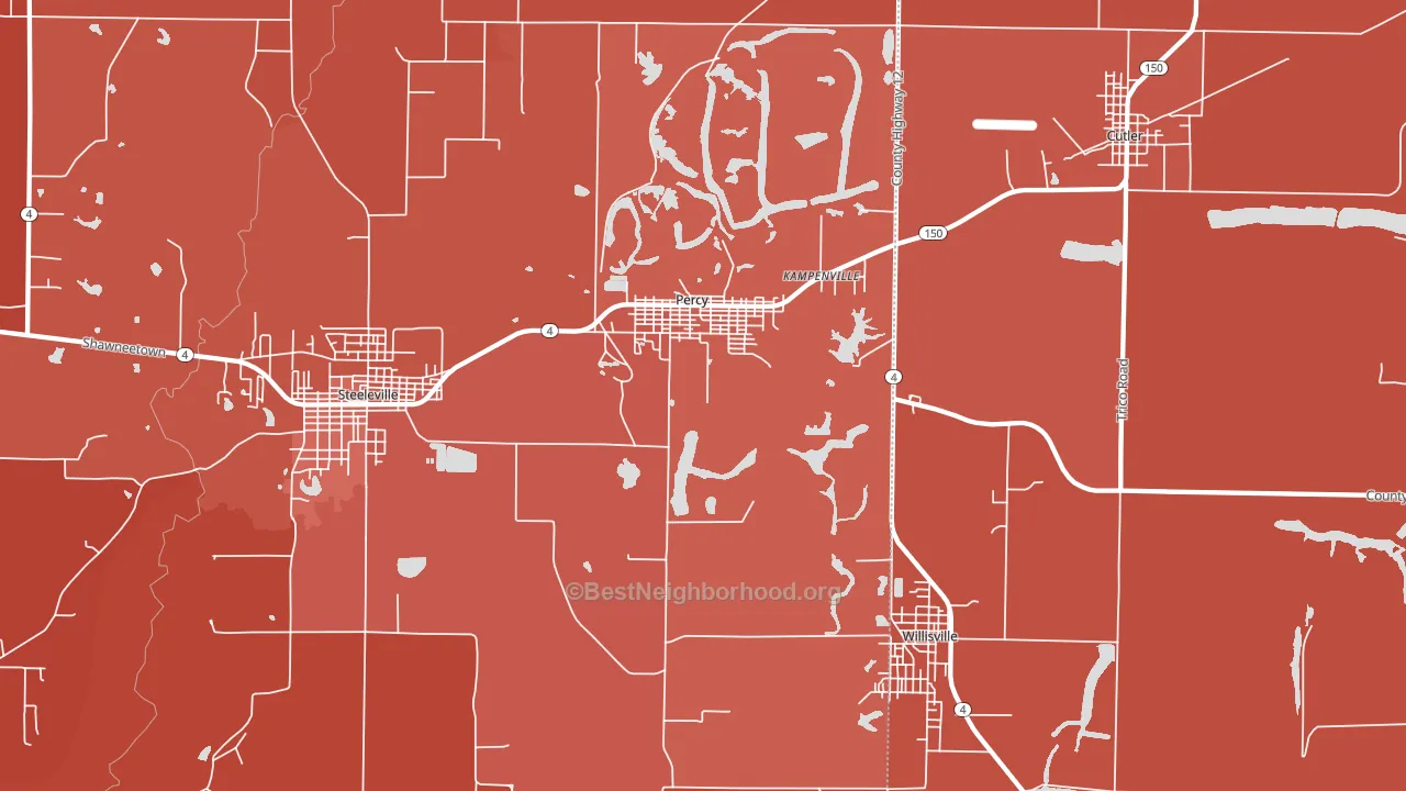 Percy, IL block-group political-lean map