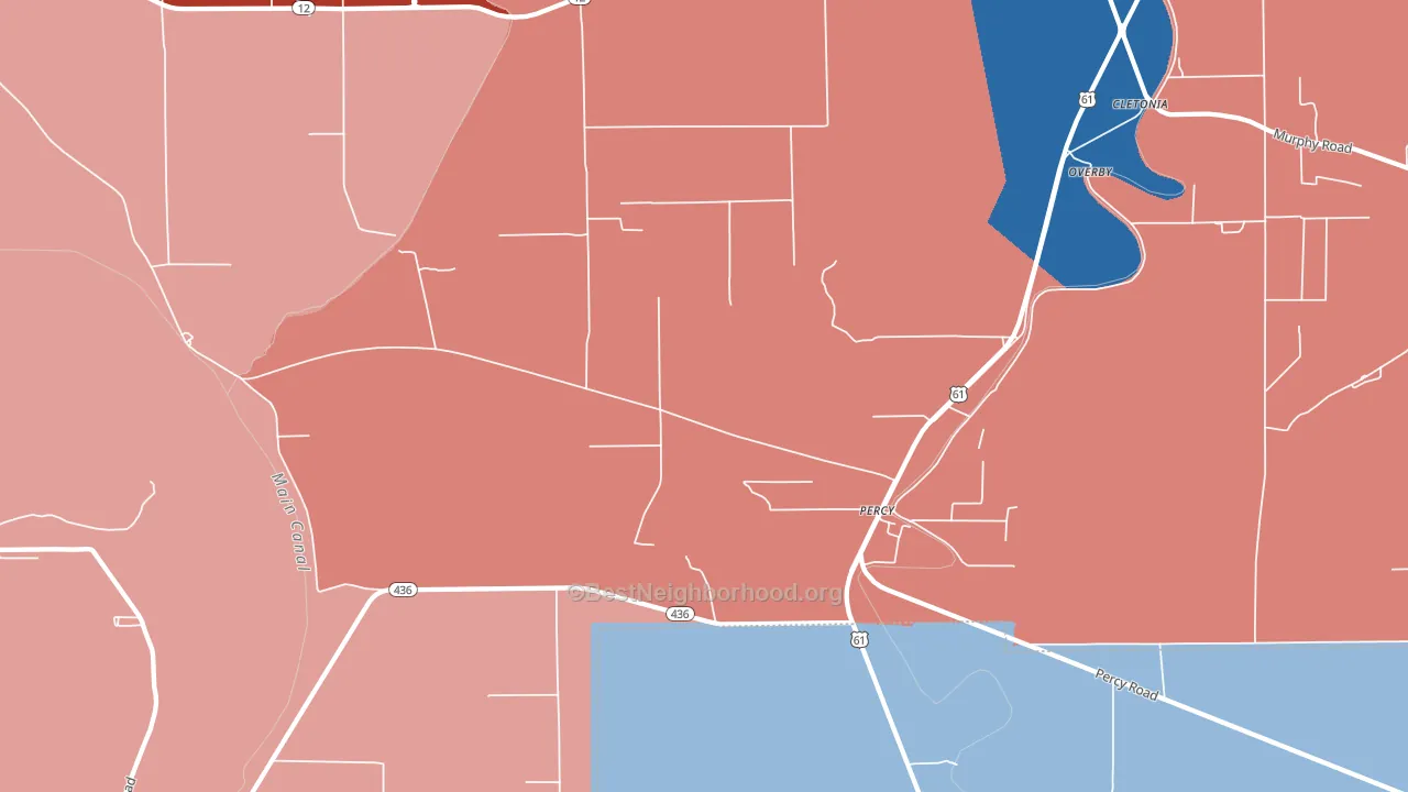 Percy, MS block-group political-lean map