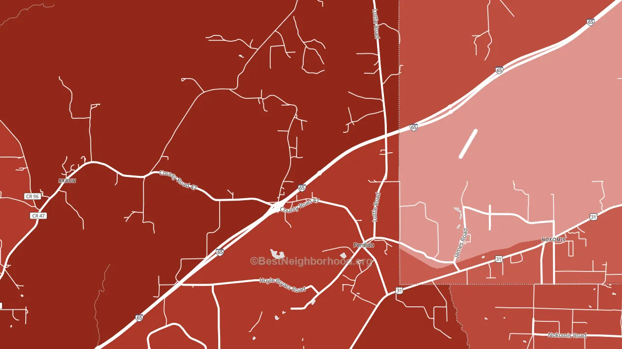 Perdido, AL block-group political-lean map