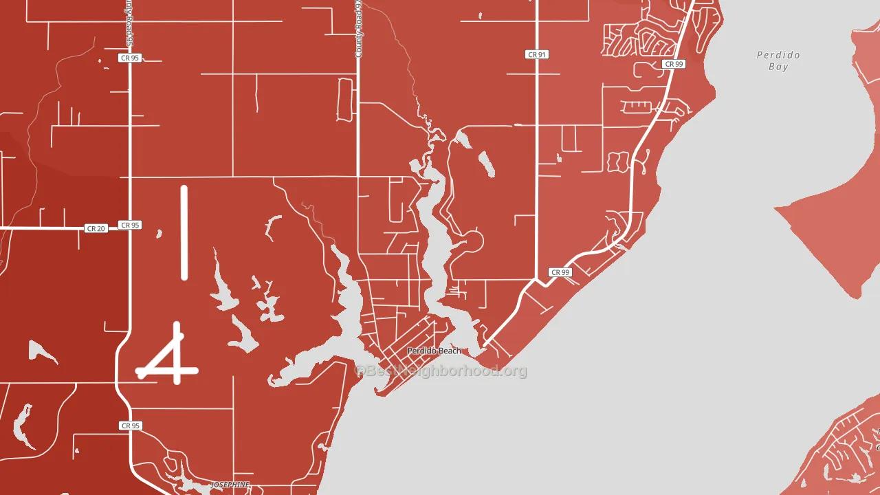 Perdido Beach, AL block-group political-lean map