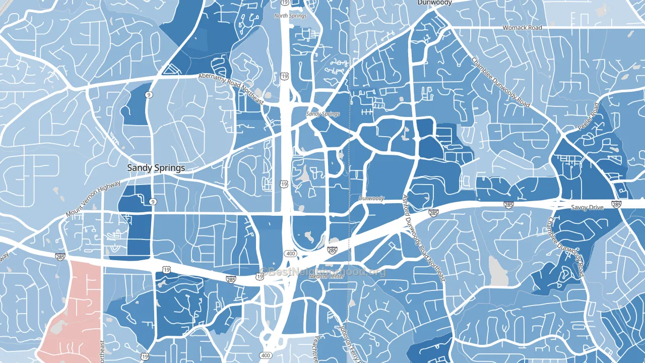 Perimeter Center, Sandy Springs, GA block-group political-lean map