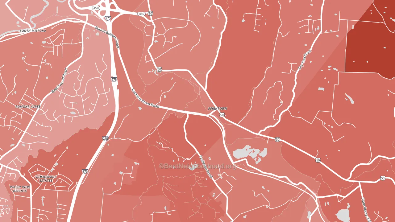 Perintown, OH block-group political-lean map