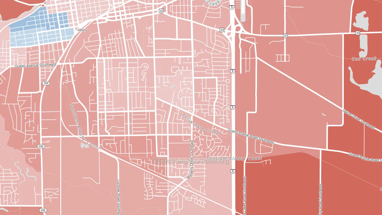 Periwinkle, Albany, OR block-group political-lean map
