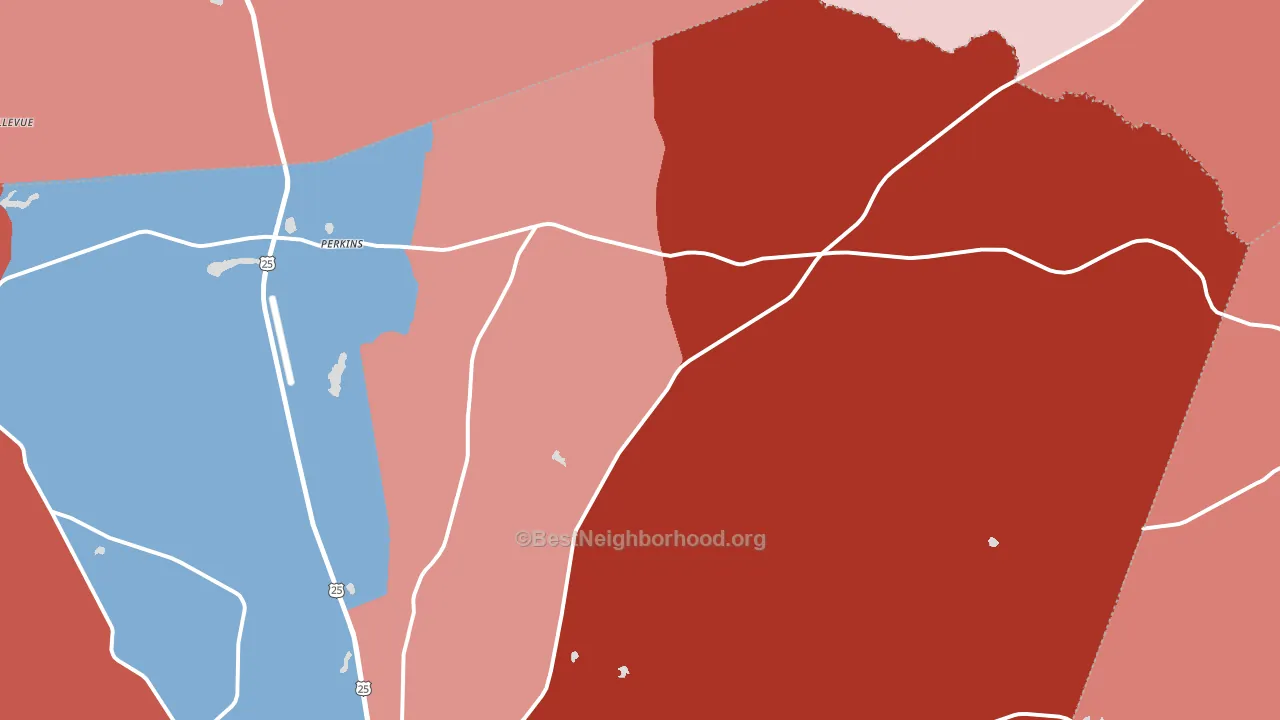 Perkins, GA block-group political-lean map