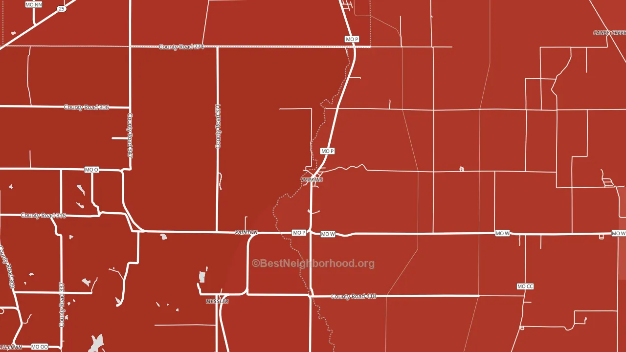 Perkins, MO block-group political-lean map