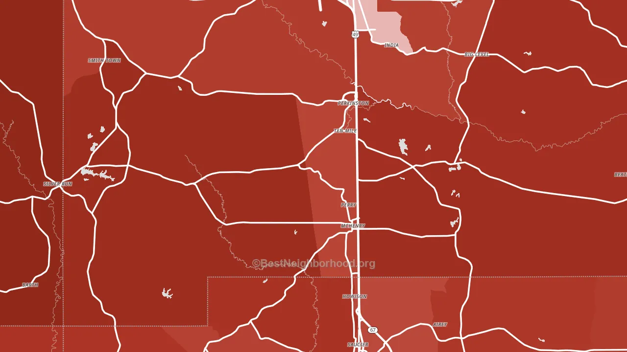 Perkinston, MS block-group political-lean map