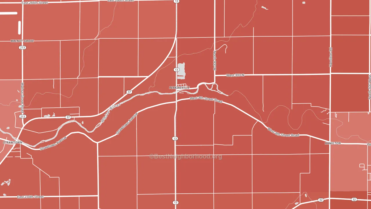 Perkinsville, IN block-group political-lean map